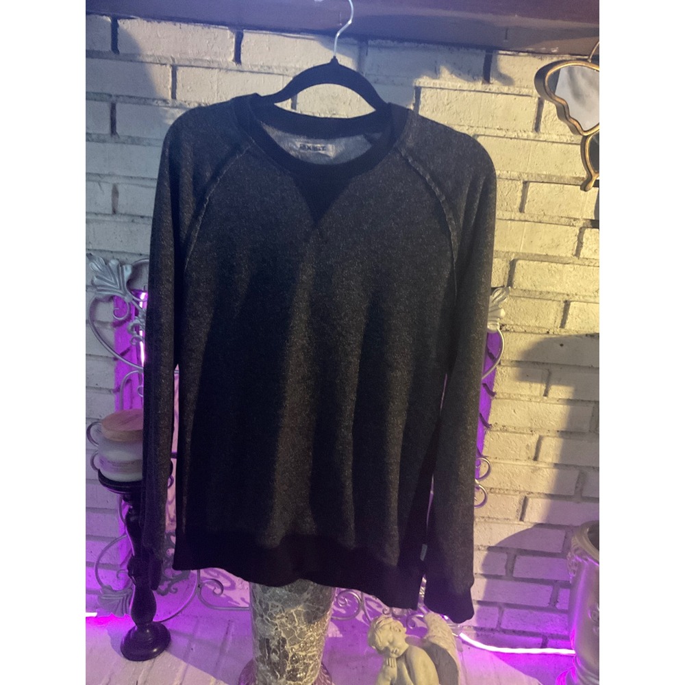 Mens Sweatshirt Charcoal Gray Marl Crew Neck Raglan Sleeve Pullover Medium